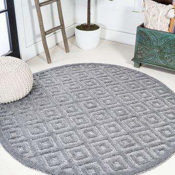 Portmany Neutral Diamond Trellis Indoor/outdoor Area Rug